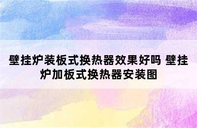 壁挂炉装板式换热器效果好吗 壁挂炉加板式换热器安装图